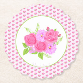 Posavasos De Papel Rosas y dahlias rosados