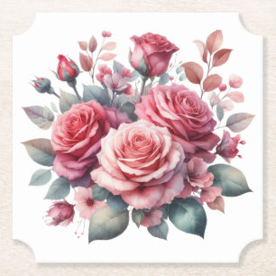 Posavasos De Papel Rose Bouquet Floral Design-62101