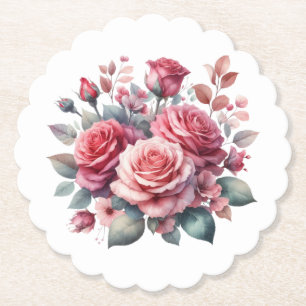 Posavasos De Papel Rose Bouquet Floral Design-62101