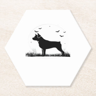 Posavasos De Papel Rottweiler Dog � Halloween Moon Silhouette sobrez