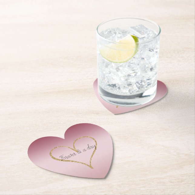 Posavasos De Papel Rubor Pink Ombre Purpurina Gold Love Forever (In situ)