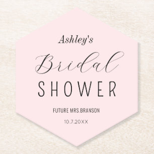 Posavasos De Papel Rubor Rosa Elegante para Despedida de Soltera