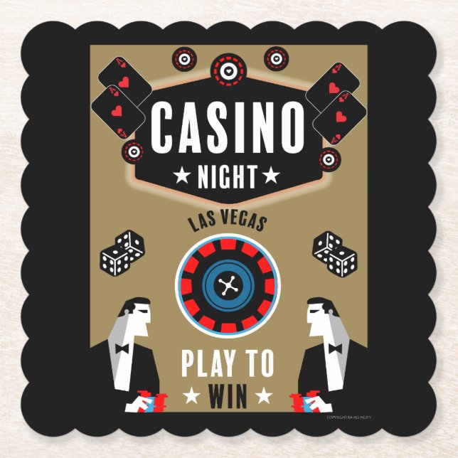Posavasos De Papel Ruleta de póquer de juegos de casino (Anverso)