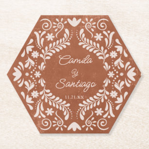 Posavasos De Papel Rústico Boda de Terracota