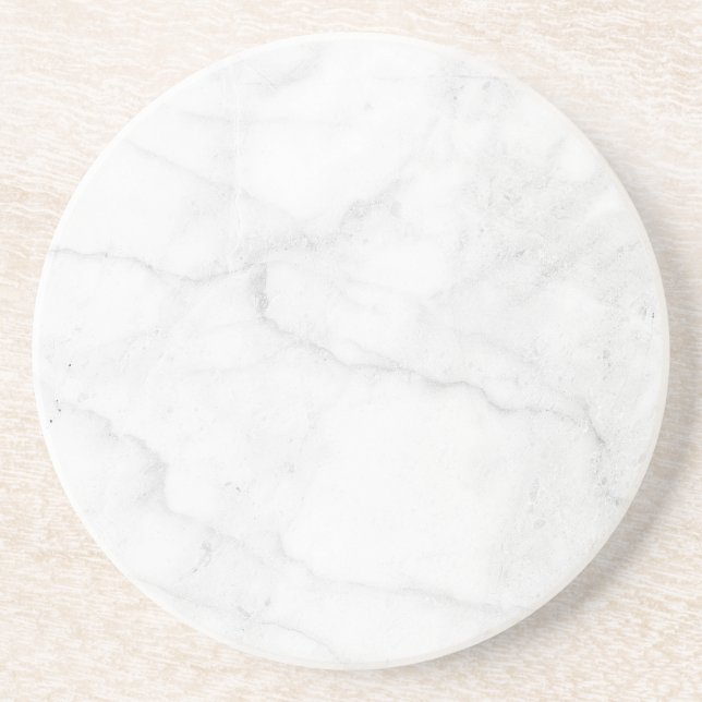 Posavasos de papel rústico de mármol blanco simple (Frente)