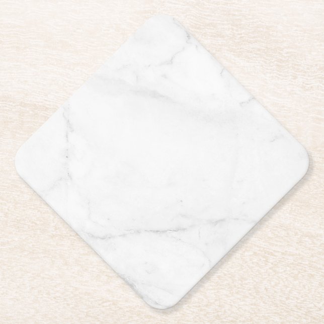 Posavasos de papel rústico de mármol blanco simple (Anverso)