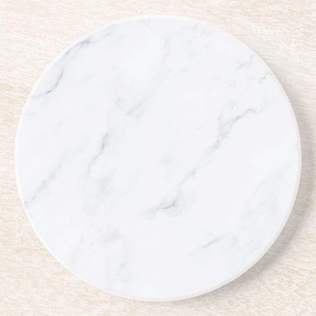Posavasos de papel rústico de mármol blanco simple (Frente)