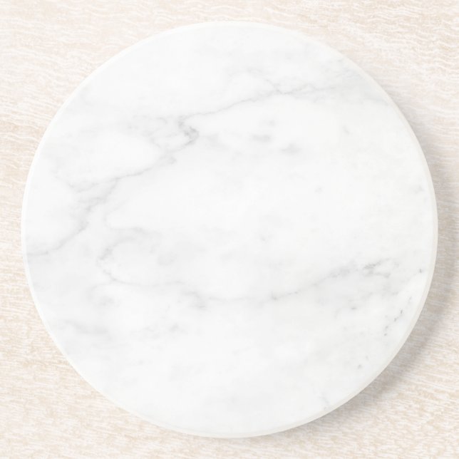 Posavasos de papel rústico de mármol blanco simple (Frente)