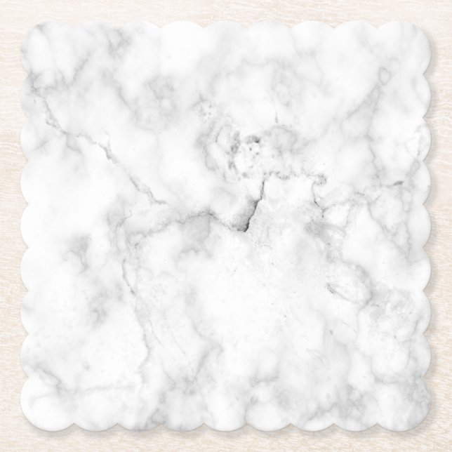 Posavasos de papel rústico de mármol blanco simple (Anverso)