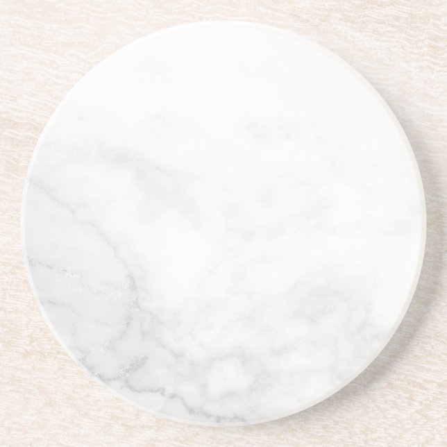 Posavasos de papel rústico de mármol blanco simple (Frente)