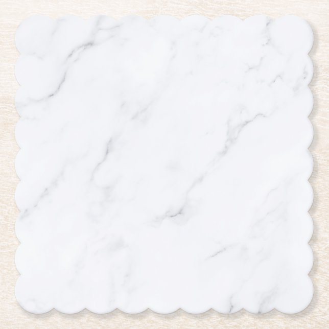 Posavasos de papel rústico de mármol blanco simple (Anverso)
