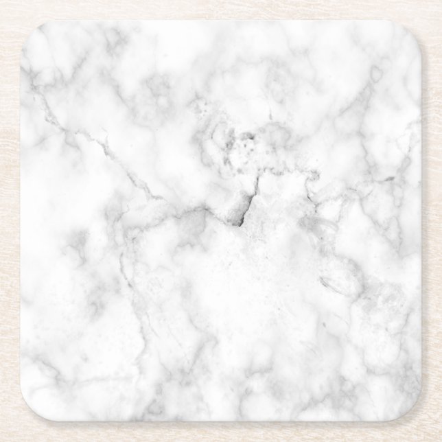 Posavasos de papel rústico de mármol blanco simple (Anverso)