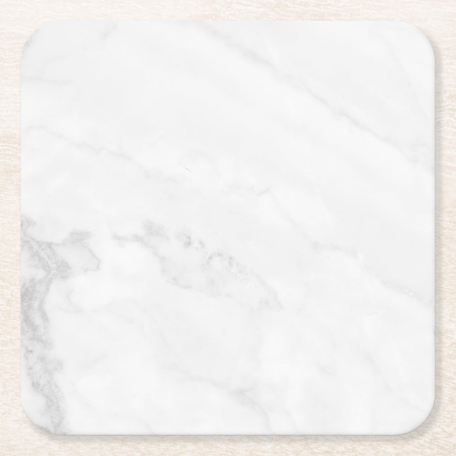 Posavasos de papel rústico de mármol blanco simple (Anverso)