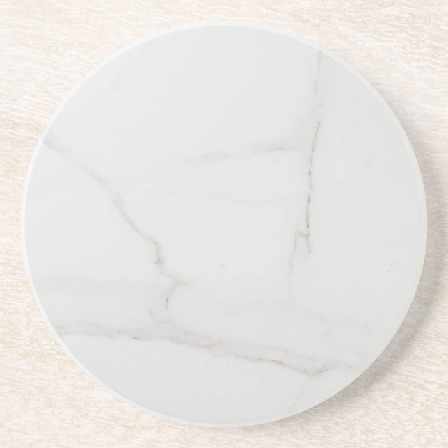 Posavasos de papel rústico de mármol blanco simple (Frente)