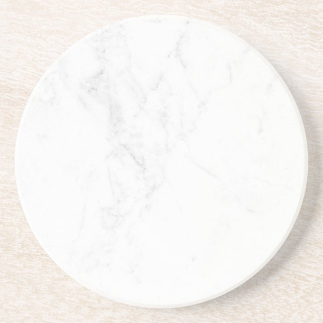 Posavasos de papel rústico de mármol blanco simple (Frente)
