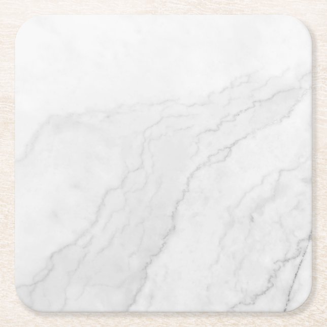Posavasos de papel rústico de mármol blanco simple (Anverso)