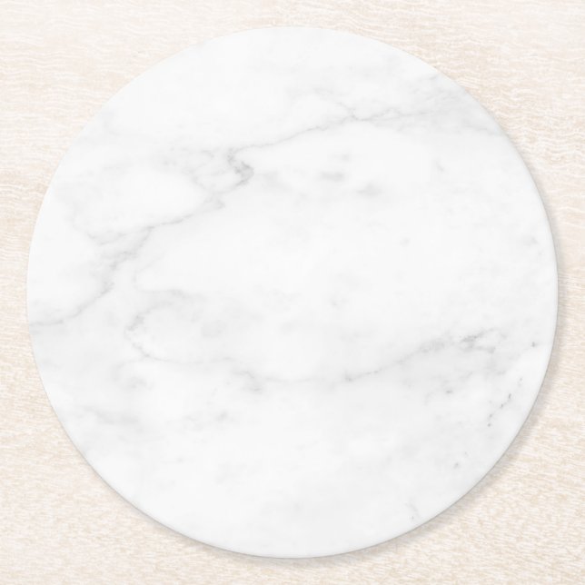Posavasos de papel rústico de mármol blanco simple (Anverso)