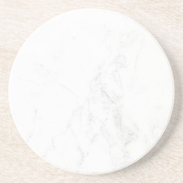 Posavasos de papel rústico de mármol blanco simple (Frente)