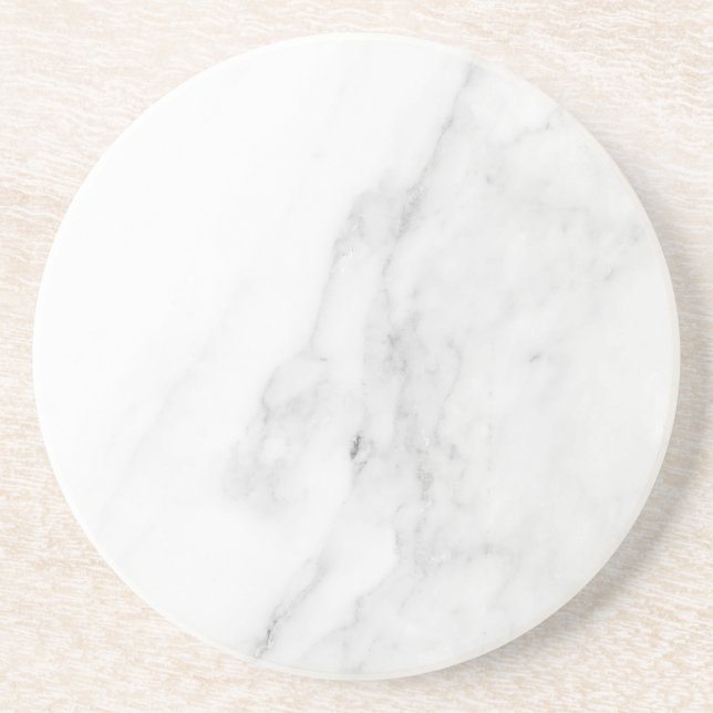 Posavasos de papel rústico de mármol blanco simple (Frente)