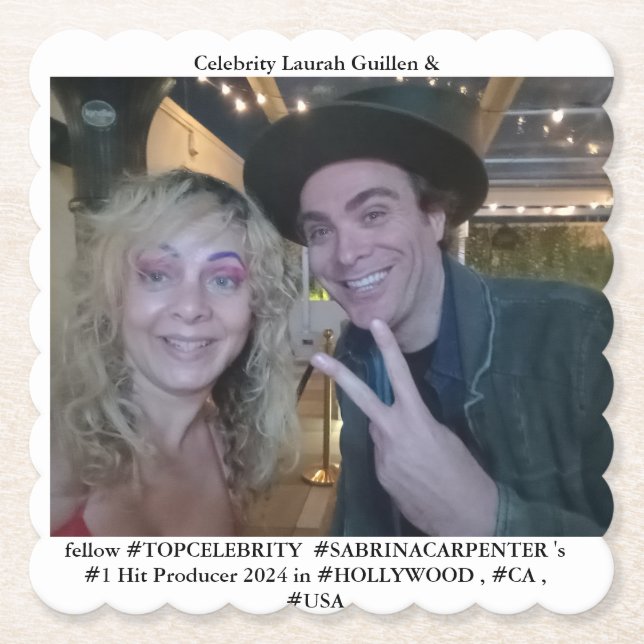 Posavasos De Papel #SABRINACARPENTER's #PRODUCER con #LAURAHGUILLEN (Anverso)