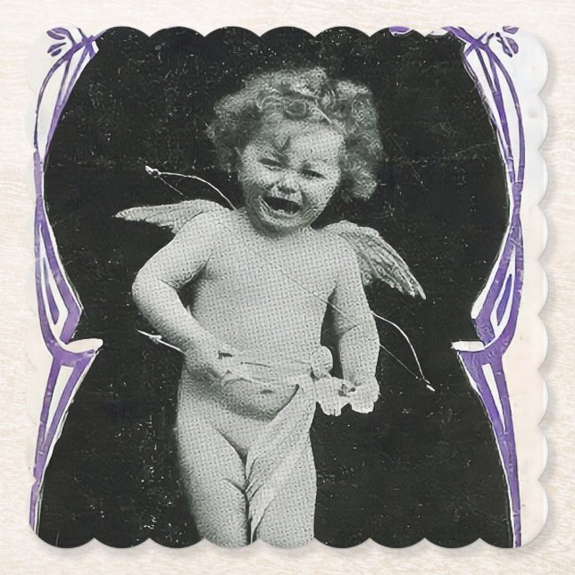 Posavasos De Papel Sad Cherub Angel Print (Anverso)