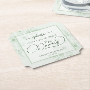 Posavasos De Papel Sage Boho Peonías No Me Quites La Bebida Boda