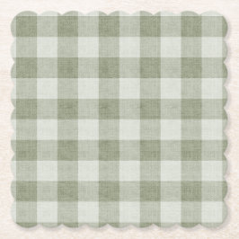 Posavasos De Papel Sage Green Gingham Buffalo Check Linen Texture