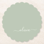 Posavasos De Papel Sage Green Minimalista Moderno Monograma elegante<br><div class="desc">Presentamos nuestra elegante colección de monogramas Minimalistas y ecológicos: eleve su estética con serenidad sofisticada y elegancia intemporal. Nuestra colección muestra diseños minimalistas en un ambiente tranquilo y verde, complementado con refinados monogramas adaptados a su estilo personal. Desde papel pulido hasta accesorios versátiles, cada pieza de nuestra colección está meticulosamente...</div>