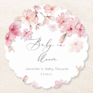 Posavasos De Papel Sakura flor de cerezo bebé en una ducha de bebé en