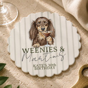 Posavasos De Papel Salchichas Dibujadas a Mano y Dachshund Martinis