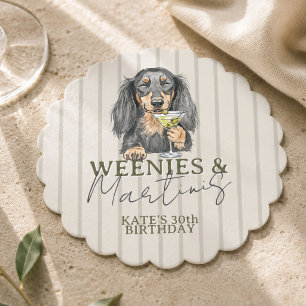Posavasos De Papel Salchichas Dibujadas a Mano y Dachshund Martinis