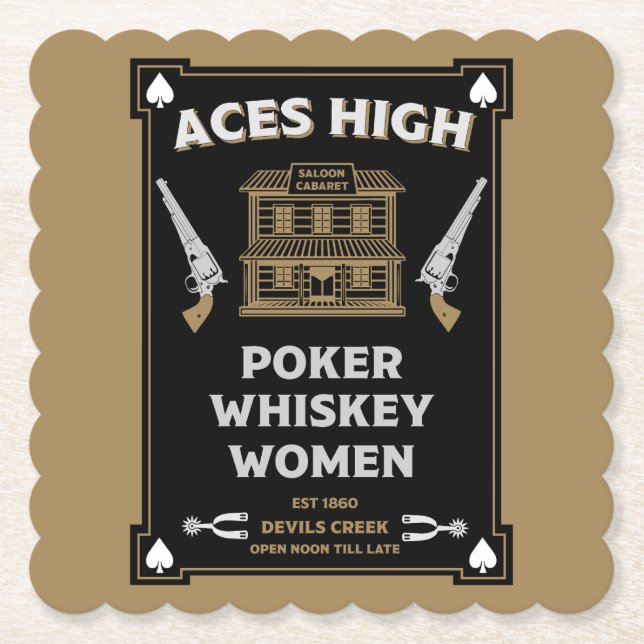 Posavasos De Papel Saloon de Cowboy American Frontier (Anverso)