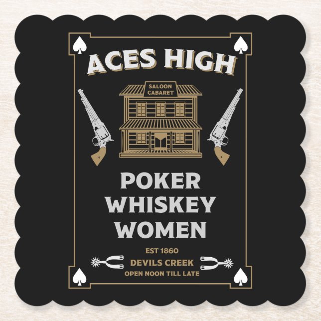 Posavasos De Papel Saloon de Cowboy American Frontier (Anverso)