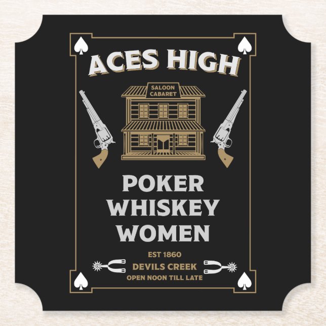 Posavasos De Papel Saloon de Cowboy American Frontier (Anverso)