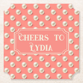 Posavasos De Papel "Saludos al nombre" del personalizado Coral Pearl