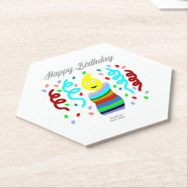 Posavasos De Papel Saludos de vela de cumpleaños Hexágono Coaster de