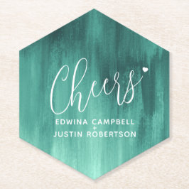 Posavasos De Papel Saludos lavado de arte moderno verde esmeralda