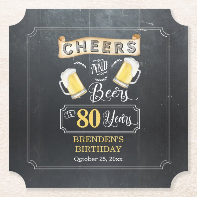 Posavasos De Papel Saludos y cervezas en fiesta de cumpleaños a los 8 (Anverso)