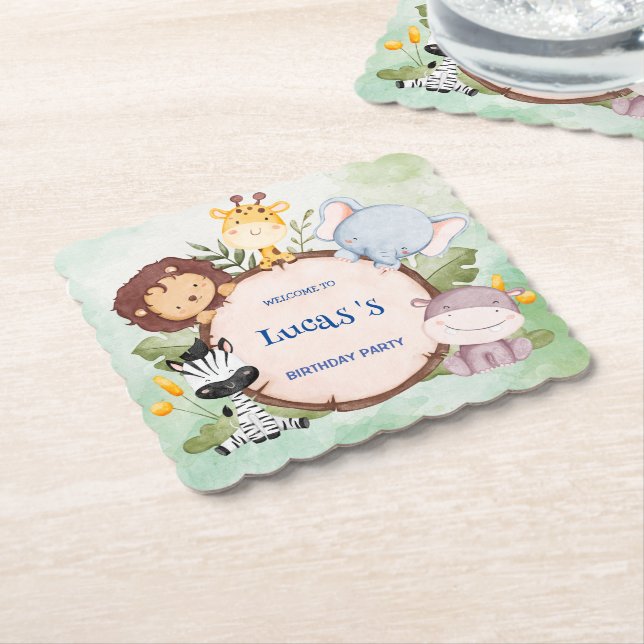 Posavasos De Papel salvaje una fiesta de cumpleaños jungle safari cum (En perspectiva)