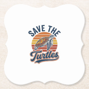 Posavasos De Papel Salvar Las Tortugas Diseño De Camiseta De Tortuga 