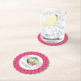 Posavasos De Papel sandía de cumpleaños rosada personalizada