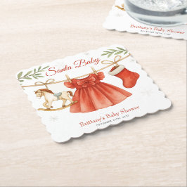 Posavasos De Papel Santa Baby Christmas Clothesline Girl Baby Shower 