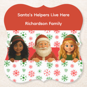 Posavasos De Papel Santa & Caras de Elfo Diversión en el Polo Norte