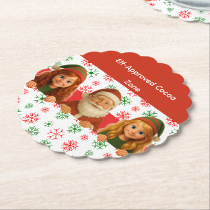 Posavasos De Papel Santa & Caras de Elfo Diversión en el Polo Norte