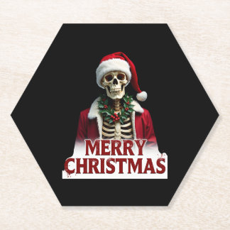 Posavasos De Papel Santa Claus Skeleton Outfit Skull Funny Christmas 