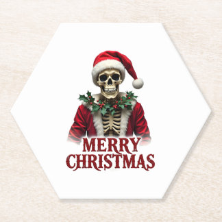 Posavasos De Papel Santa Claus Skeleton Outfit Skull Funny Christmas