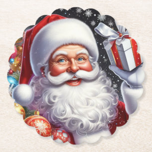 Posavasos De Papel Santa con regalo y adornos