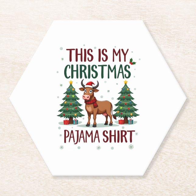 Posavasos De Papel Santa Cow Xmas Tree Lights This Is My Christmas Pa (Anverso)