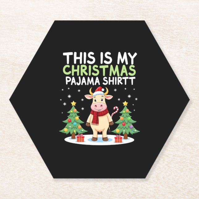 Posavasos De Papel Santa Cow Xmas Tree Lights This Is My Christmas Pa (Anverso)