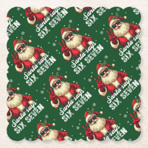 Posavasos De Papel Santa Dice SIX SEVEN – Divertido Meme de Navidad
